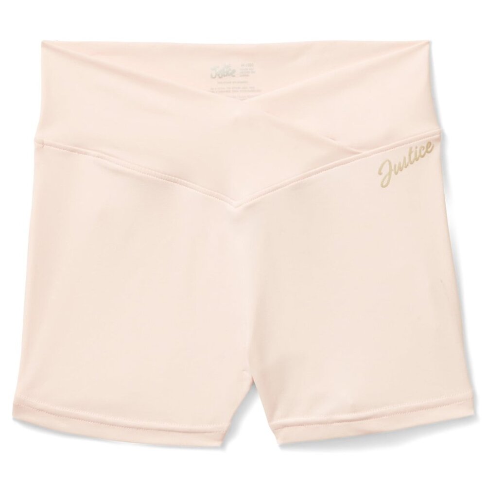 NWT Justice Girls Pink Dance Gymnastics Athletic Shorts V Waist M 10